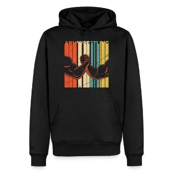 Bras lutte biceps musculaire cadeau fitness sport - Sweat à capuche Premium bio Homme - noir - Devant - Nico (187cm)