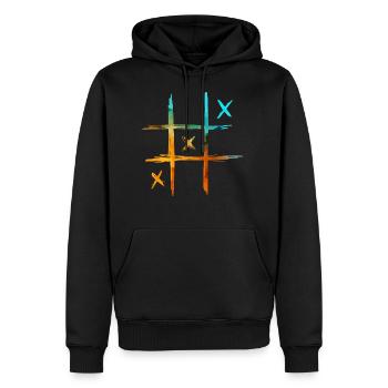 neon Tic Tac Toe colored - Men’s Premium Organic Hoodie - black - Front - Nico (187cm)