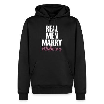 Profession de sages-femmes | Cadeaux obstétriciens sages-femmes - Sweat à capuche Premium bio Homme - noir - Devant - Nico (187cm)