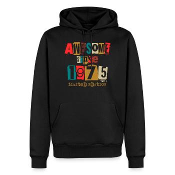 Vintage 1975- 45e anniversaire présent 45 ans - Sweat à capuche Premium bio Homme - noir - Devant - Nico (187cm)