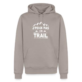 J'peux pas j'ai trail - Sweat à capuche Premium bio Homme - taupe - Devant - Nico (187cm)