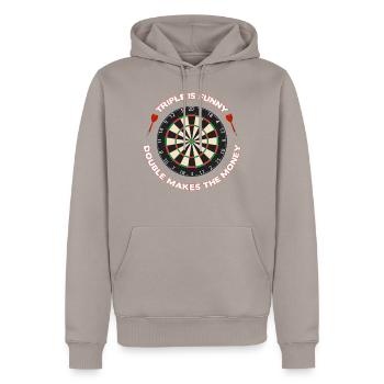 Darts disant - Sweat à capuche Premium bio Homme - taupe - Devant - Nico (187cm)