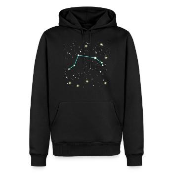 Conception de l'univers du signe du zodiaque Bélier - Sweat à capuche Premium bio Homme - noir - Devant - Nico (187cm)