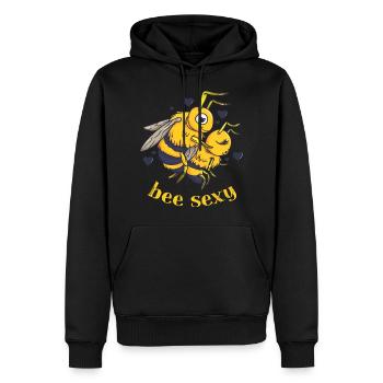 sexy Oberteil, bee sexy, Biene, Bienen, Imker - Männer Premium Bio Hoodie - Schwarz - Vorne - Nico (187cm)