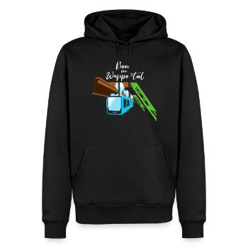 Geboren in Wuppertal Schwebebahn Wupper Design - Männer Premium Bio Hoodie - Schwarz - Vorne - Nico (187cm)