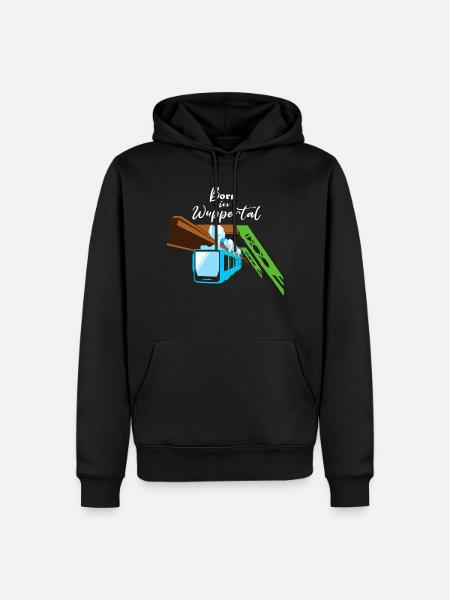 Geboren in Wuppertal Schwebebahn Wupper Design - Männer Premium Bio Hoodie - Schwarz