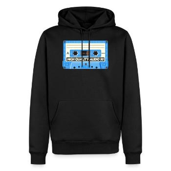 cassette - Sweat à capuche Premium bio Homme - noir - Devant - Nico (187cm)