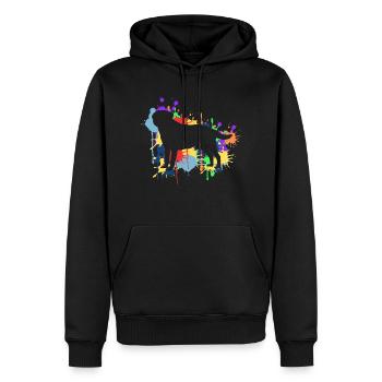 Der schöne & frohe farbige Regenbogen Labrador - Männer Premium Bio Hoodie - Schwarz - Vorne - Nico (187cm)
