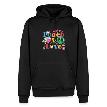 Hippie Peace Liebe | Hippies Kostüm Blume Geschenk - Männer Premium Bio Hoodie - Schwarz - Vorne - Nico (187cm)
