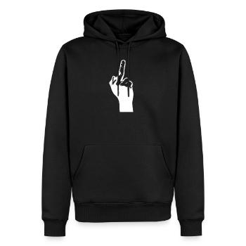 Ich zeige Dir den Mittelfinger - Männer Premium Bio Hoodie - Schwarz - Vorne - Nico (187cm)