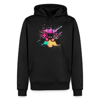 Spieler - Männer Premium Bio Hoodie - Schwarz - Vorne - Nico (187cm)