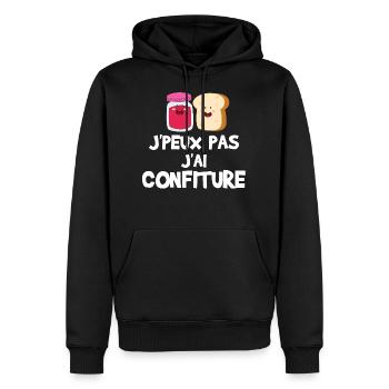 J'peux pas j'ai confiture - Sweat à capuche Premium bio Homme - noir - Devant - Nico (187cm)