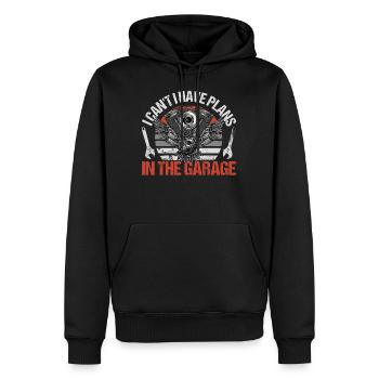 Je ne peux pas avoir des plans dans le garage automobile - Sweat à capuche Premium bio Homme - noir - Devant - Nico (187cm)