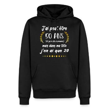 50 ans cadeau d'anniversaire 50 ans - Sweat à capuche Premium bio Homme - noir - Devant - Nico (187cm)