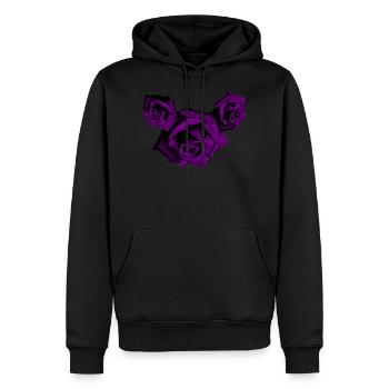 Roses - Roses violettes - Sweat à capuche Premium bio Homme - noir - Devant - Nico (187cm)