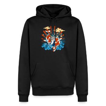 Poisson rouge carpe koi Japon - Sweat à capuche Premium bio Homme - noir - Devant - Nico (187cm)