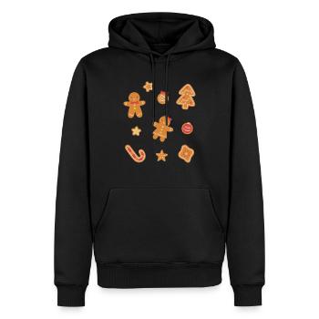 Cute Christmas Cookies Gingerbread Man and Woman - Men’s Premium Organic Hoodie - black - Front - Nico (187cm)