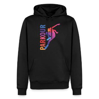 Parkour Geschenk - Männer Premium Bio Hoodie - Schwarz - Vorne - Nico (187cm)