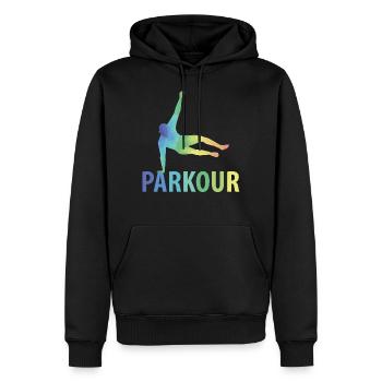 Parkour Geschenk - Männer Premium Bio Hoodie - Schwarz - Vorne - Nico (187cm)