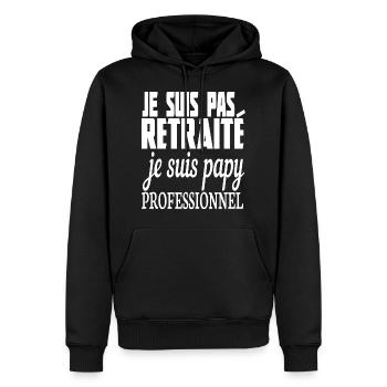 papy professionnel - Sweat à capuche Premium bio Homme - noir - Devant - Nico (187cm)