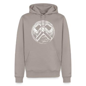 ller - Sweat à capuche Premium bio Homme - taupe - Devant - Nico (187cm)