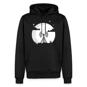 Radio Lune HAM Radio Cadeau Radio Opérateur - Sweat à capuche Premium bio Homme - noir - Devant - Nico (187cm)