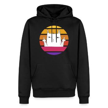 Vintage Katze mit Mittelfinger Retro Sonne Shirt - Männer Premium Bio Hoodie - Schwarz - Vorne - Nico (187cm)