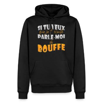 Passion cuisine & nourriture: parle-moi de bouffe - Sweat à capuche Premium bio Homme - noir - Devant - Nico (187cm)