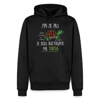 Tortue cadeau passionnés de tortue - Sweat à capuche Premium bio Homme - noir - Devant - Nico (187cm)