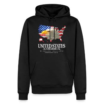 United States Amerika USA Flagge Weisskopfseeadler - Männer Premium Bio Hoodie - Schwarz - Vorne - Nico (187cm)