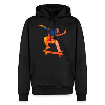 skateboard - Sweat à capuche Premium bio Homme - noir - Devant - Nico (187cm)