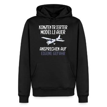 Modellflugzeug Hobby Spruch - Männer Premium Bio Hoodie - Schwarz - Vorne - Nico (187cm)