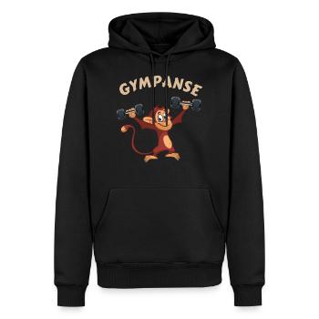Gympanse Fitnesstudio Pumper - Männer Premium Bio Hoodie - Schwarz - Vorne - Nico (187cm)