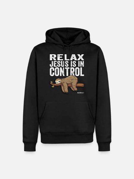 Jesus Christus Shirt - Relax Jesus is in Control - Männer Premium Bio Hoodie - Schwarz
