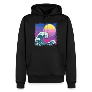 Synthwave Japan Vague - Sweat à capuche Premium bio Homme - noir - Devant - Nico (187cm)