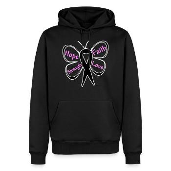 Liebe Stärke Glaube Hoffnung Melanom-Bewusstsein - Männer Premium Bio Hoodie - Schwarz - Vorne - Nico (187cm)