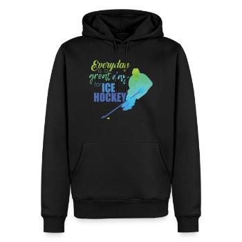 Hockey - Sweat à capuche Premium bio Homme - noir - Devant - Nico (187cm)