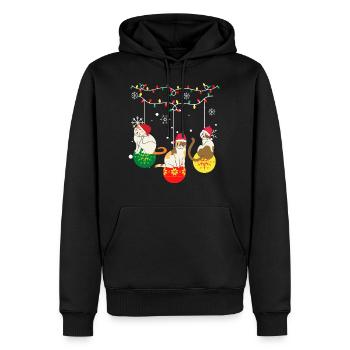 Lustige Weihnachtskatzen - Männer Premium Bio Hoodie - Schwarz - Vorne - Nico (187cm)