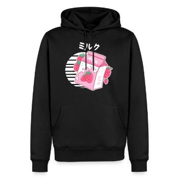 Ästhetische rosa Pastell koreanische - Männer Premium Bio Hoodie - Schwarz - Vorne - Nico (187cm)