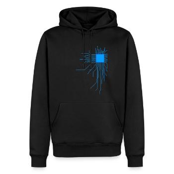 platine blau computer pc Admin Core cpu Nerd code - Männer Premium Bio Hoodie - Schwarz - Vorne - Nico (187cm)