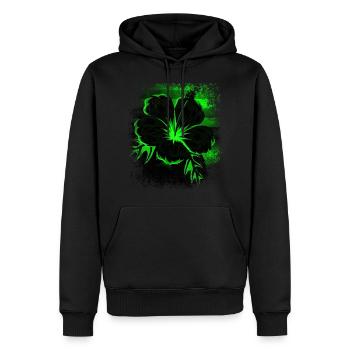 Fleur d’hibiscus Vert néon Noir - Sweat à capuche Premium bio Homme - noir - Devant - Nico (187cm)