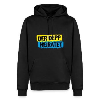 Der Depp heiratet - Männer Premium Bio Hoodie - Schwarz - Vorne - Nico (187cm)