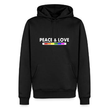 Peace and love - Sweat à capuche Premium bio Homme - noir - Devant - Nico (187cm)