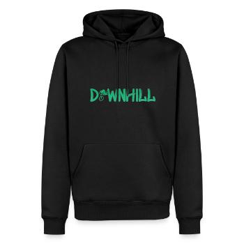 Downhill mit Biker - Bike - Biken - Männer Premium Bio Hoodie - Schwarz - Vorne - Nico (187cm)
