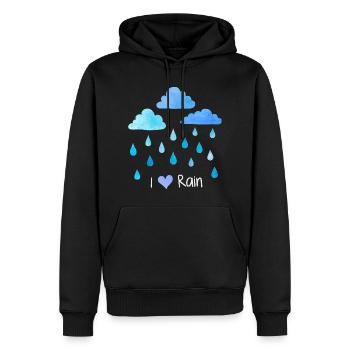 I love rain, raindrops, weather clouds, wet - Men’s Premium Organic Hoodie - black - Front - Nico (187cm)