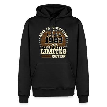 1983 Limited Edition - Men’s Premium Organic Hoodie - black - Front - Nico (187cm)