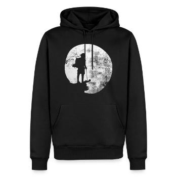 Mond - Wandern - (2) - Männer Premium Bio Hoodie - Schwarz - Vorne - Nico (187cm)