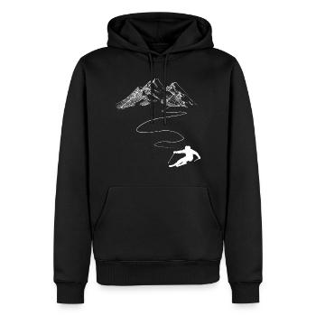 Montagne - Ligne sinueuse - Ski - (4) - Sweat à capuche Premium bio Homme - noir - Devant - Nico (187cm)