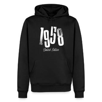1958 Jahrgang Geburtstag Baujahr Geboren - Männer Premium Bio Hoodie - Schwarz - Vorne - Nico (187cm)