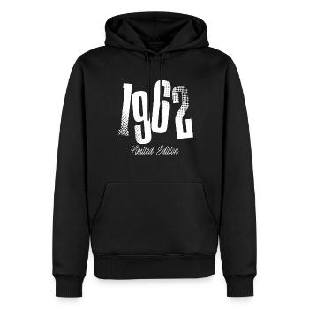 1962 Anniversaire de naissance Année de construction - Sweat à capuche Premium bio Homme - noir - Devant - Nico (187cm)